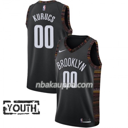 Brooklyn Nets Rodions Kurucs 00 2018-19 Nike City Edition Musta Pelipaidat Swingman - Lasten